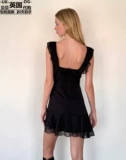 Motel Rocks Women's UK Direct Mail Uo подлинная покупка Binita Black Chiffon Mini Dress