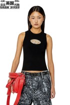 Diesel Womens Clothing UK Straight Mail New Logo Card Hollowed-out Knitted Vest A096210DLAX