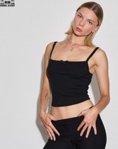 Motel Rocks Womens Clothing UK Direct Shipping UOBRYNN Black Ultra Short Camisole Top