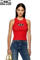 Diesel Women Dress British Straight Mail Red Logo Card Hollowed-out Knit Vest A096210DLAX