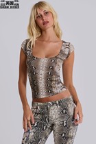 Jaded London Womens UK Direct Mail New Snake Print Tight Vest JWT4517