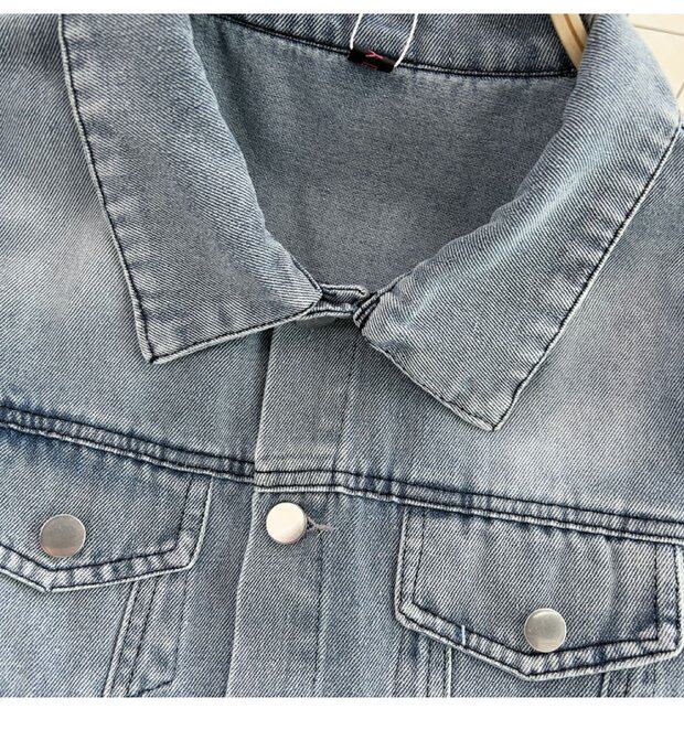 Боди/брюки 覆古港式单排扣翻领连衣裤高腰修身短袖牛仔连衣裤夏季