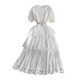 Seaside Holiday Beach Dress Retro Feminine Round Neck High Waist Cake Dress Elegant Temperament Large Swing Long Skirt