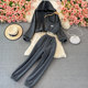 Beam harem pants show thin high waist casual nine points carrot pants three-piece suit camisole zipper hooded sweater