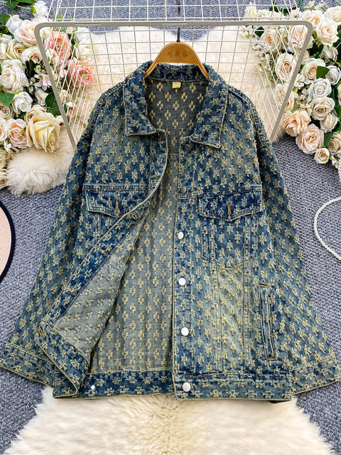 American Retro Distressed Fringed Denim Jacket for Women, Autumn and Winter Niche Street Fashion, Loose and Slimming Top, Trendy