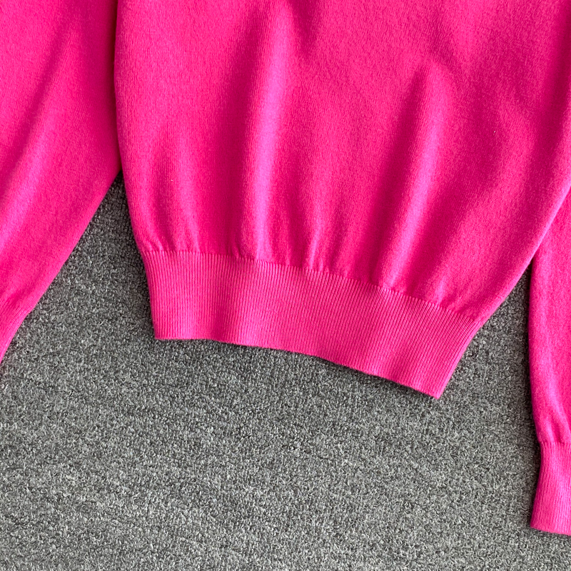 2021 autumn and winter Korean version new design sense chain slim knit sweater foreign style short long sleeve top