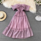 Summer super fairy gentle wind high waist thin strapless tube top dress dress fashion elegant temperament large swing dress