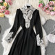 Autumn and winter new Hepburn style large swing dress western style evening dress French waist slimming lady temperament dress