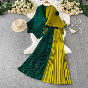 Noble Suit Skirt for Ladies, High-End and Elegant, with Straps, Ruffled Shawl, Cape, Coat, Pleated Skirt, Two-Piece Set