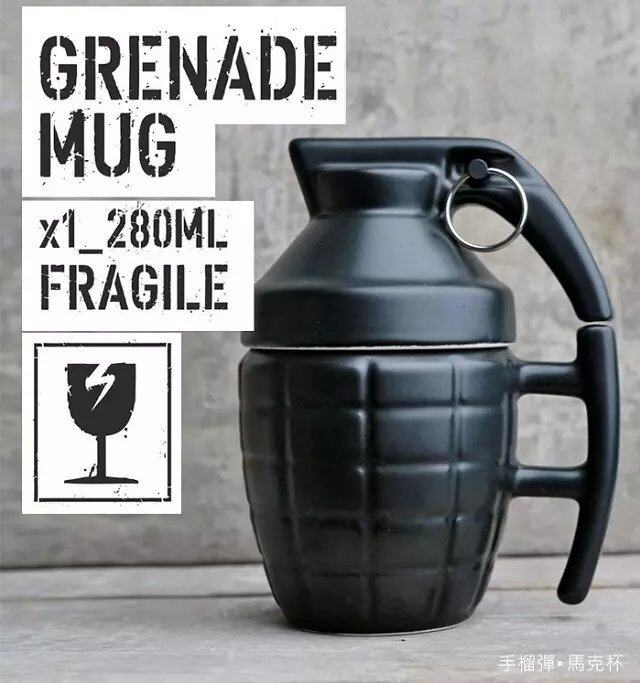 Creative grenade with lid foreign trade original single mug office grenade ceramic coffee cup couple funny water cup