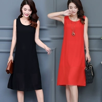 Váy vest voan dài phần lớn size mới mùa hè không tay đầm cổ tích mùa xuân và váy mùa thu váy đầm áo sơ mi trắng nữ