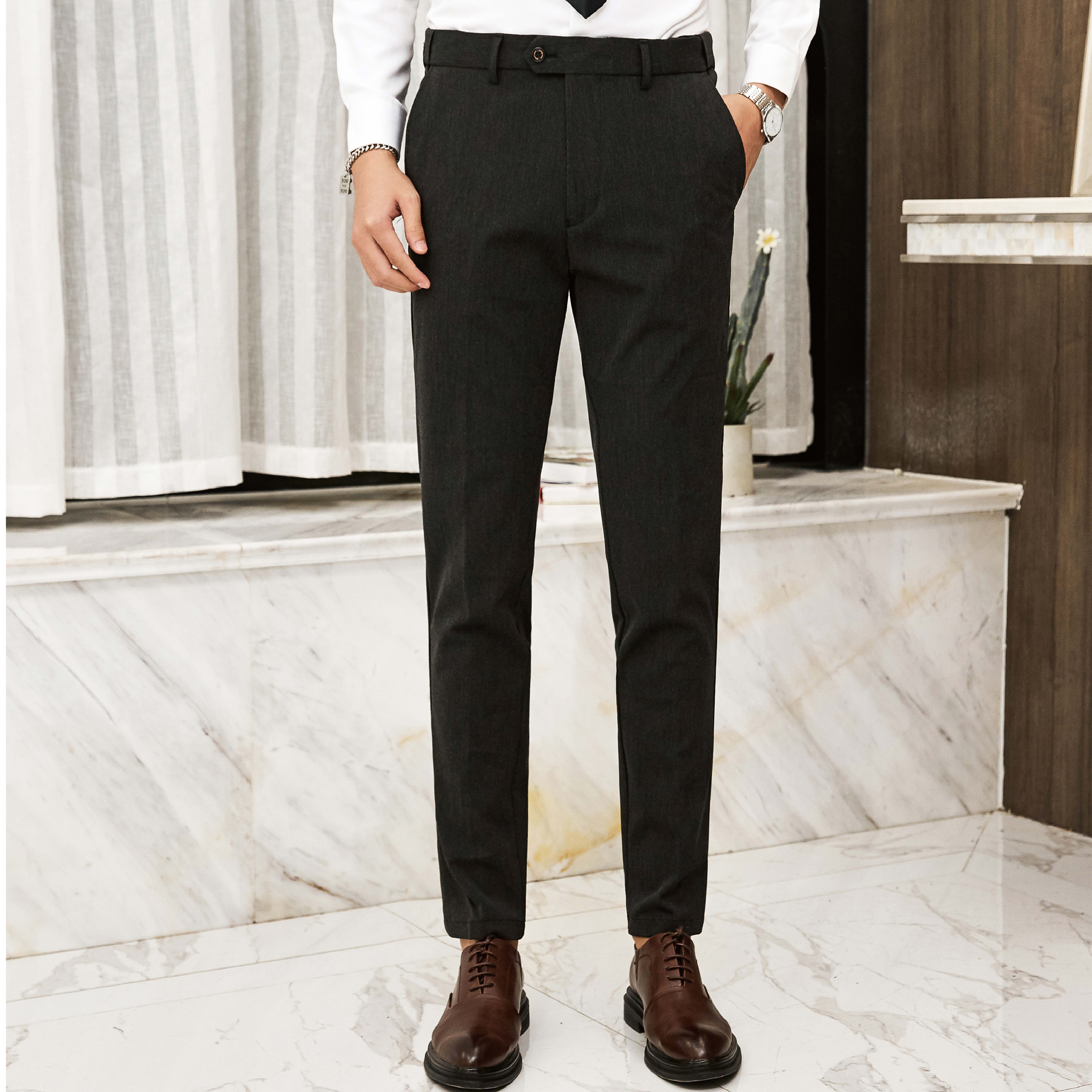 Fall and Winter Korean Edition Current Package Men Business Leisure Trousers Career Brush Free Softpants