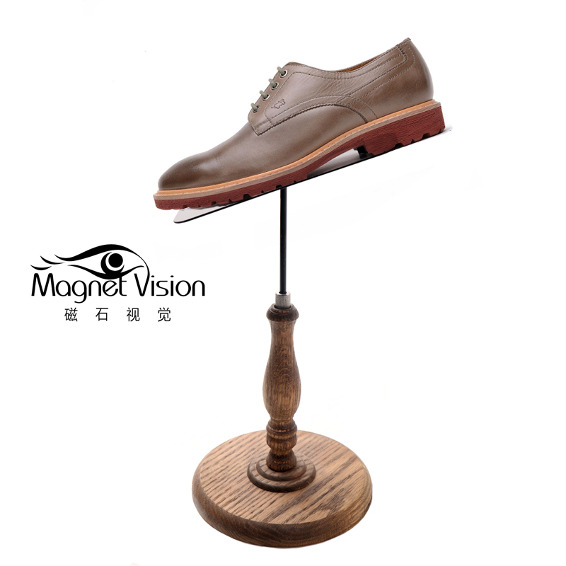 古い無垢材のベースシューズラックは、上げ下げ可能なシューズラックウィンドウディスプレイ小道具ストアディスプレイ用品