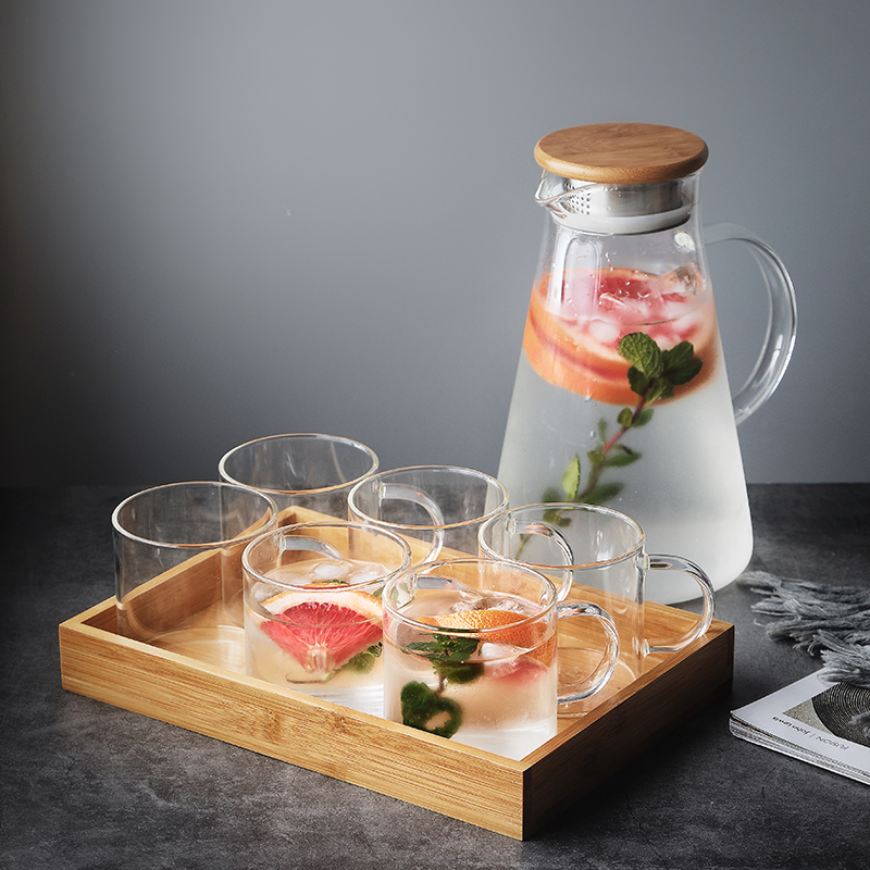 Glass cold water jug set Cold water jug High temperature household cup Creative Nordic Japanese ice water jug can be placed in the refrigerator