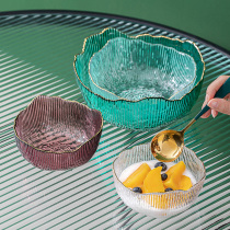 Net red salad bowl Home High temperature resistant Phnom Penh glass bowls irregular fruit bowls Nordic Shara disc cutlery Large number