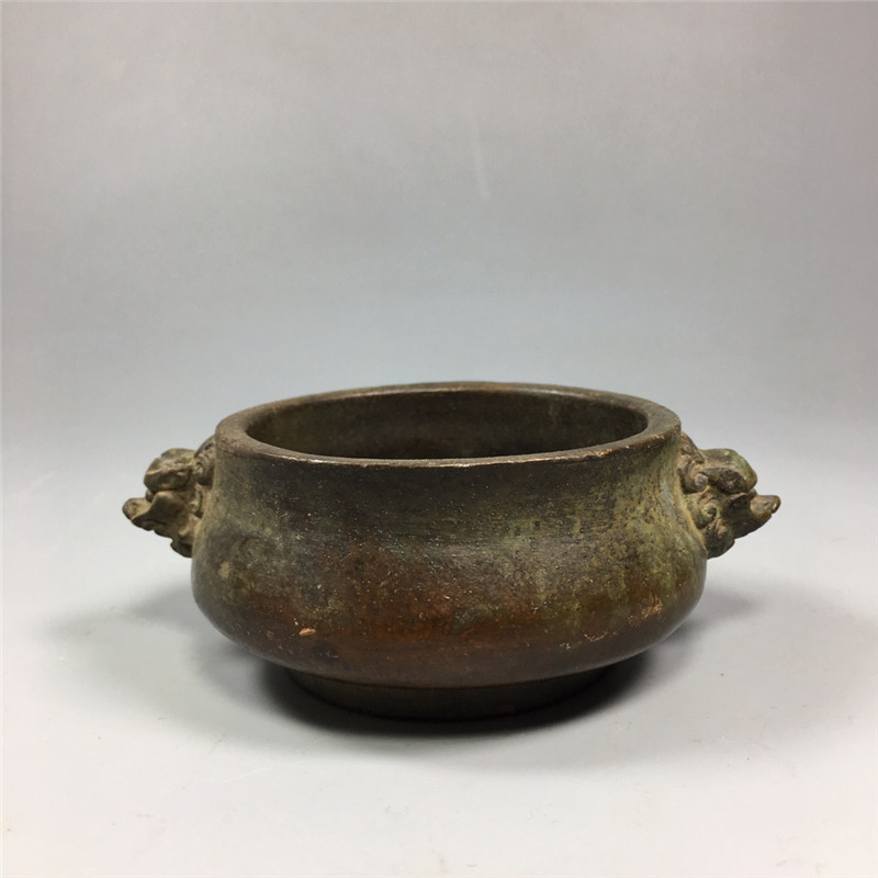 Antique bronze copper incense burner 245815 Lion head incense burner appreciation collection package pulp kindness