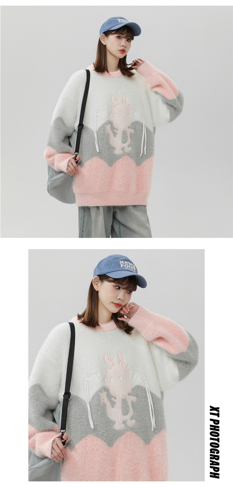 2023 Autumn/Winter Thickened Arctic Velvet Knitwear Little Dragon Man Color Block Sweater SM215-P78_voghion.com