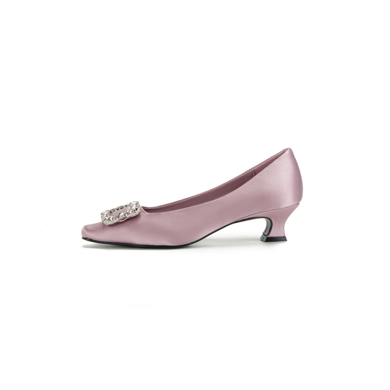 【Meijing Haute Couture】Silk Fabric with Metal Calfskin, Haute Couture R*V Square Buckle Shoes, Heel Height 4.5cm