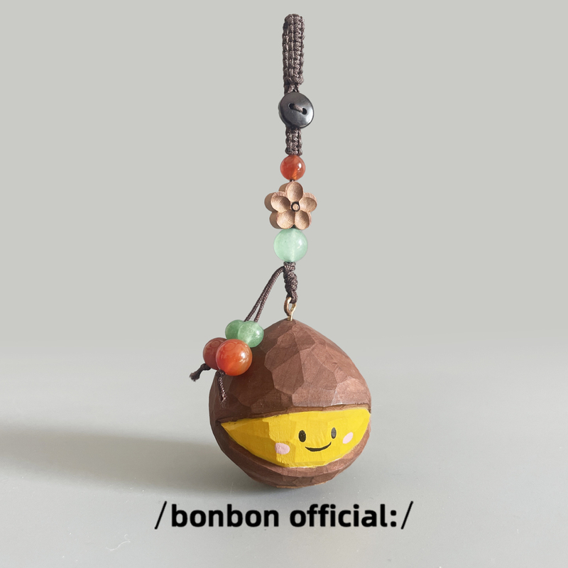 Shunshun Lilili Handmade Wood Carving Chestnut Keychain Pendant Backpack School Bag Car Key Ornament Gift Shunshun Lilili Handmade Wood Carving Chestnut Keychain Pendant Backpack School Bag Car Key Ornament Gift