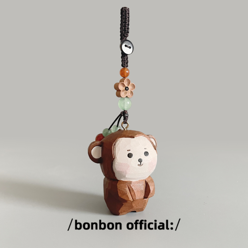 Handmade Wooden Carving Little Monkey Keychain Car Key Backpack Pendant Decoration Creative Birthday Gift for Friends Handmade Wooden Carving Little Monkey Keychain Car Key Backpack Pendant Decoration Creative Birthday Gift for Friends