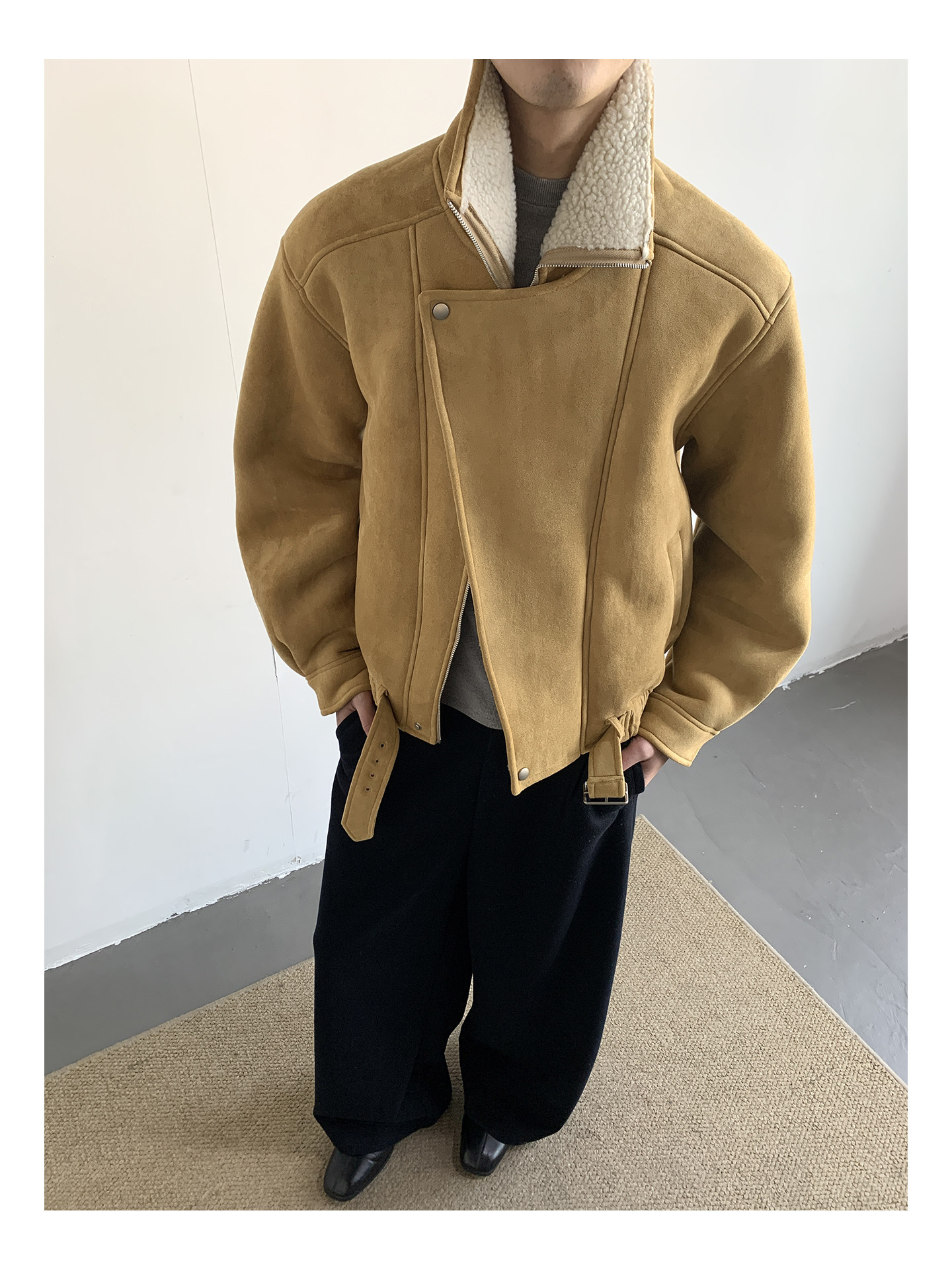 MION Fur-Lined Cropped Coat