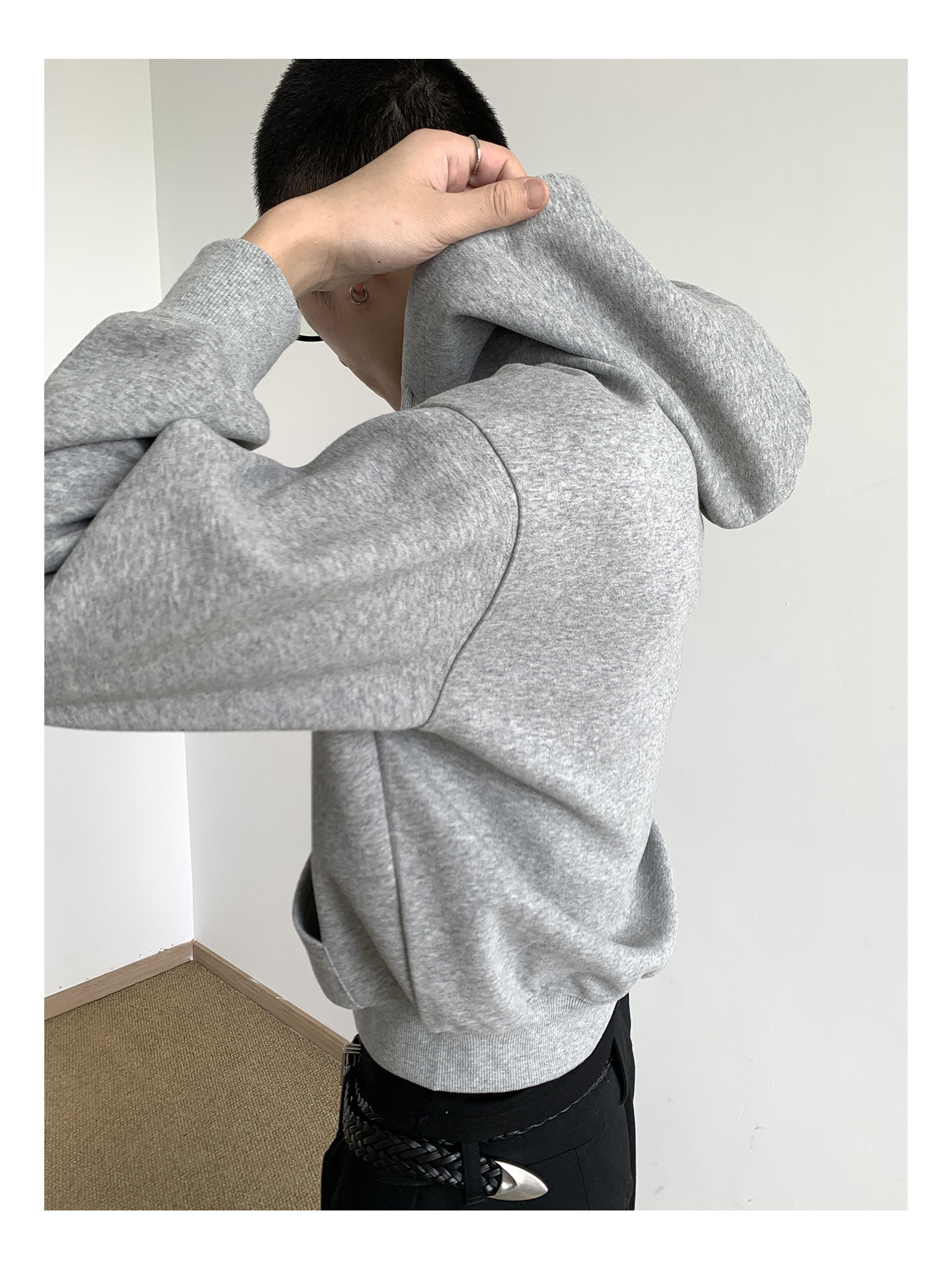 MION Cropped 435g Zip-Up Hoodie