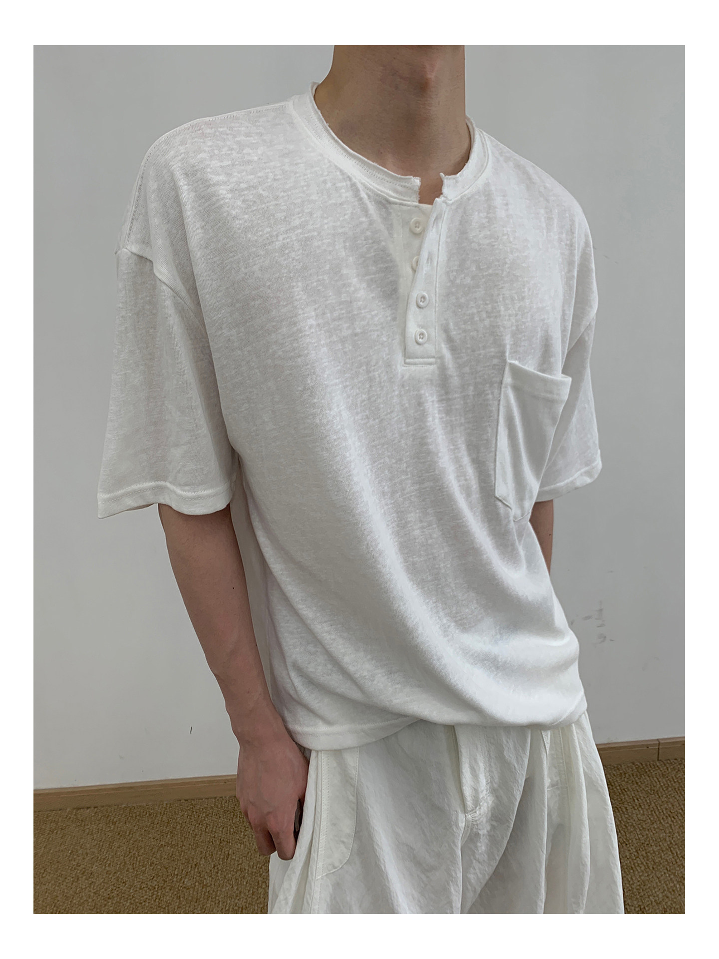 MION Henley Neck Relaxed Tee