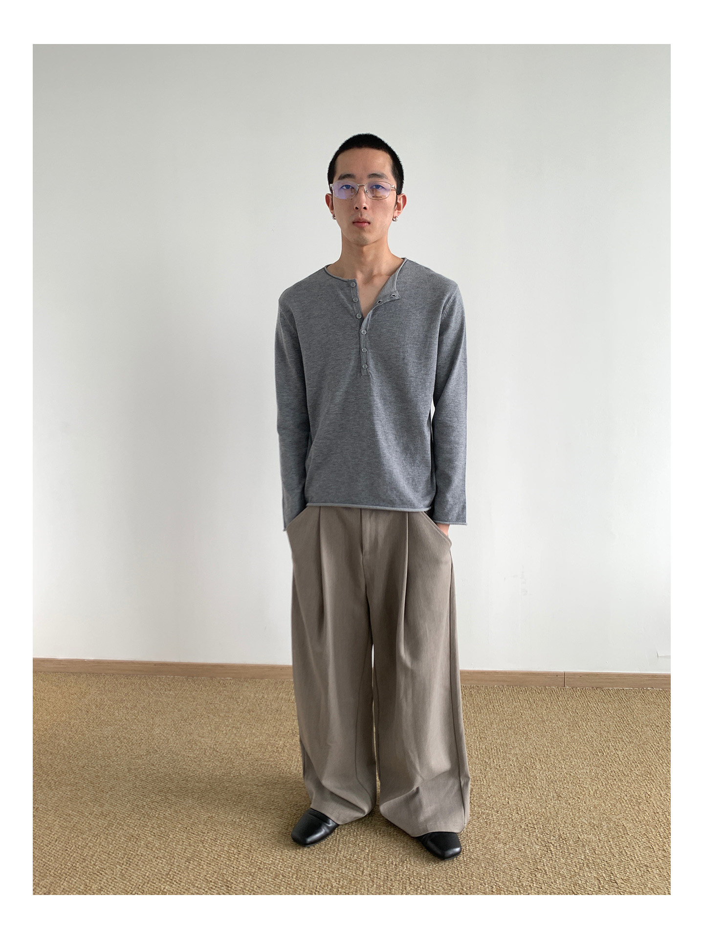 MION Henley Knit Sweater