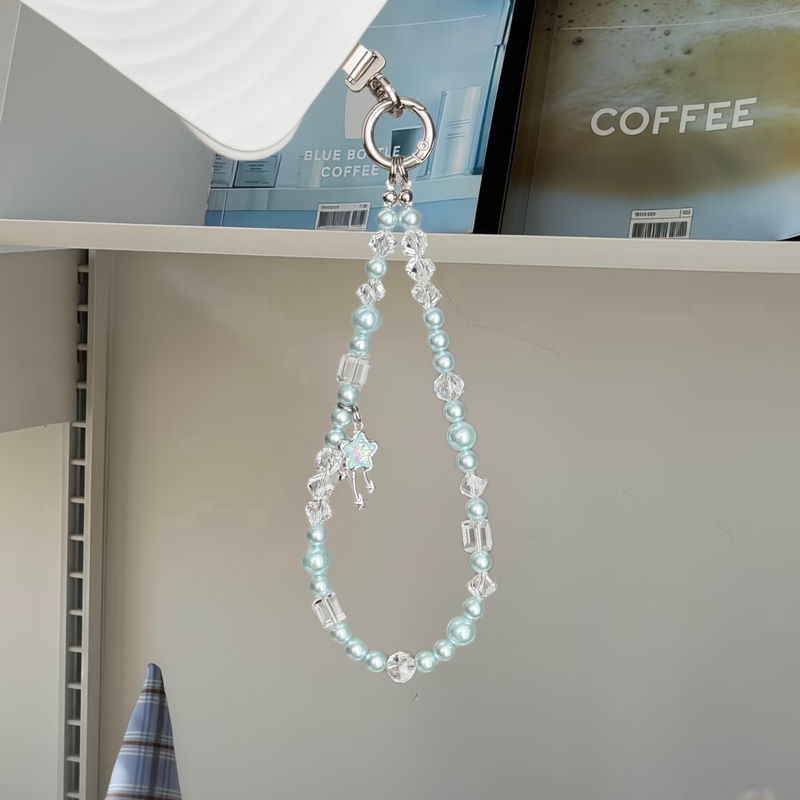 Original Non-Colliding Design Tiffany Color Rhinestone Pearl Phone Chain Short Style Transparent High-End Light Luxury Anti-Loss Lanyard for Women Original Non-Colliding Design Tiffany Color Rhinestone Pearl Phone Chain Short Style Transparent High-End Light Luxury Anti-Loss Lanyard for Women