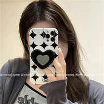 Yoona Home simple black and white geometric round diamond love bracket Apple 12 11pro mobile phone case for XR