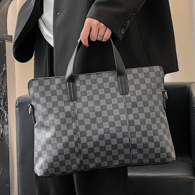 Hong Kong Bull Leather Money Business Bag Men's Handbag Briefcase Cross Section Single Shoulder Bag Slanted Satchel Bag