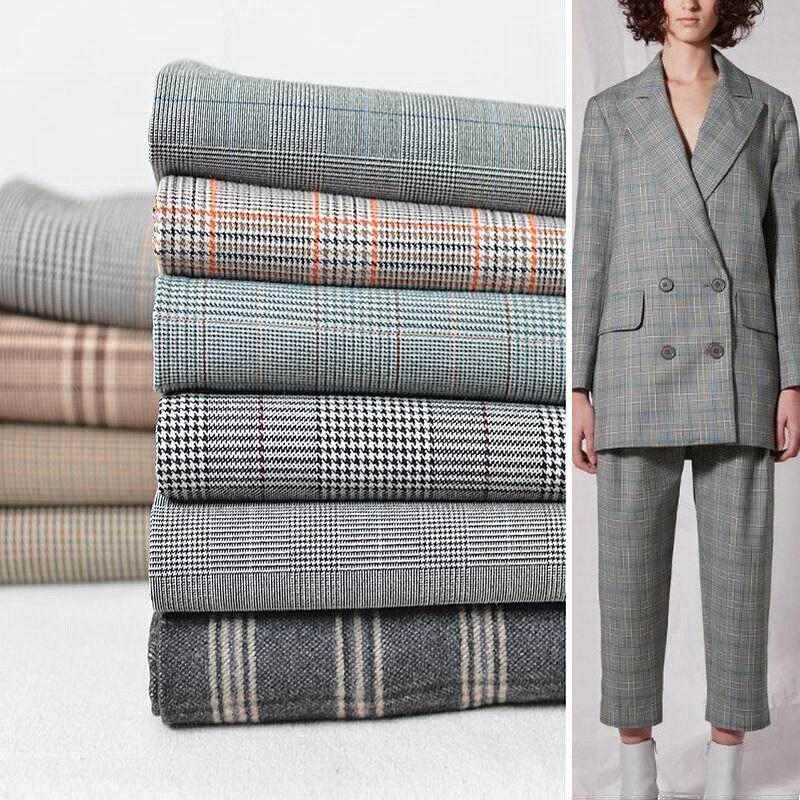 New Retro Anti-Wrinkle Houndstooth Stretch Suit Tr Fabric Spring and Autumn DIY Pants Jk Uniform Trench Coat Fabric