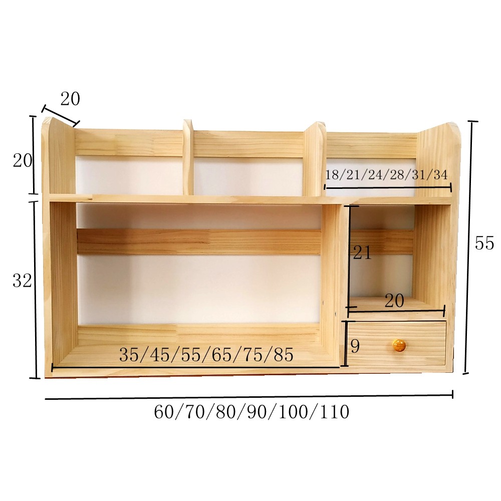 Solid wood desktop bookshelf student storage creative storage bookcase with drawers simple children's locker log floor