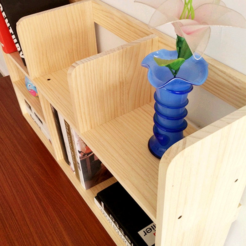 Kệ đơn giản để bàn tủ sách sinh viên văn phòng nhỏ trẻ em lưu trữ giá rắn gỗ bàn máy tính kệ sách nhỏ - Kệ kệ gỗ để đồ