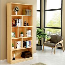 Modern minimalist solid wood household combination childrens shelf bookshelf custom log color large-capacity environmentally friendly pine bookcase
