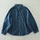 Literary retro raw edge stand collar design denim shirt