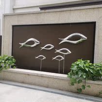 Stainless steel abstract scissors fish metal sculpture sketch ornaments garden project landscape pool water landscape Lucky Fish