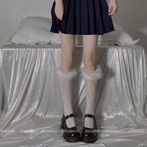 Orange Taste: Sexy white silk lace patterned day jk Sox children white Lorita calf socks with pure desire