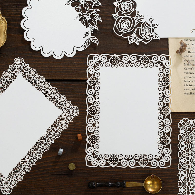 With control hand ledger hollowed-out lace collared card Dreamgirl Heart Blossom Border Handbill Collage DIY Decorative Card