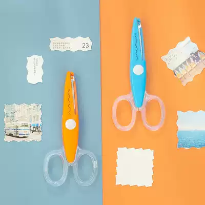 Control lace scissors hand account collage card paper cut paper scissors art wave irregular curve saw tooth scissors