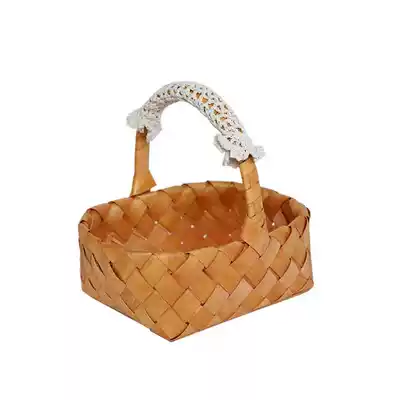 Early birth expensive son flower basket wood chip mini photo props small flower basket wood portable flower basket with hand gift flower basket