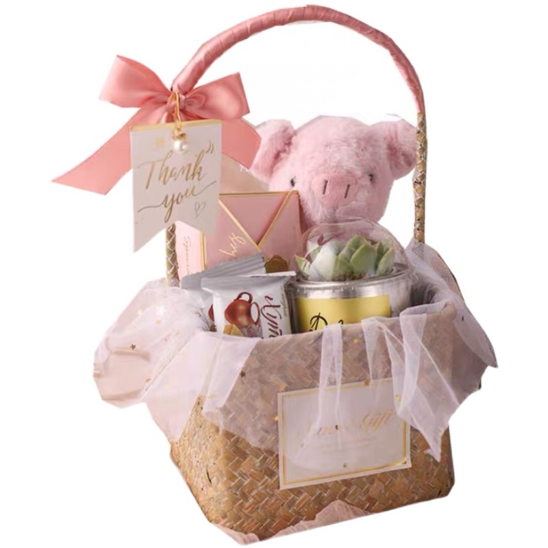 New Pint Sea Grass Woven Hand Flower Basket Square Wipe White Orange Accompanied By Hand Basket Bridesmaid Full Moon Wine Back To Gift Basket