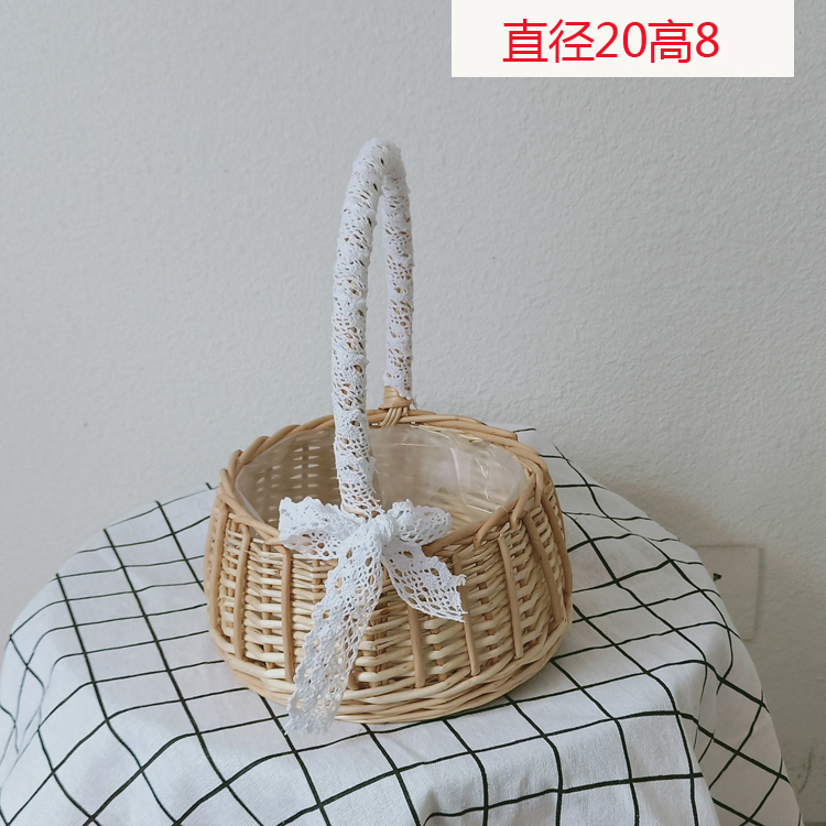 Export to Japan Korean girl heart lace portable Willow flower basket gift basket flower drying flower basket Photo Channel