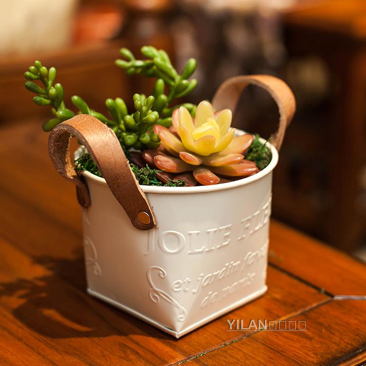 Wrought wrought wrought flowerpot modern large teacup tin bucket tin creative fleshy small simple cowhide flower bucket