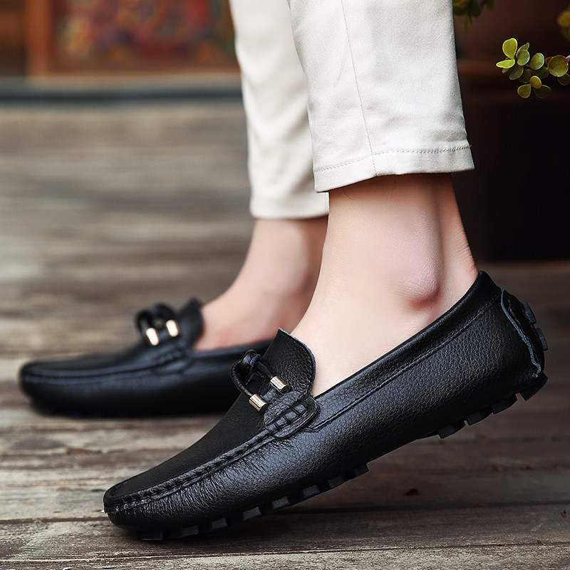 Spring new men's beans Bean Shoes Men Genuine Leather Han Edition Casual Leather Shoes Trend Driving Shoes Driving Men's Shoes Sloth Shoes