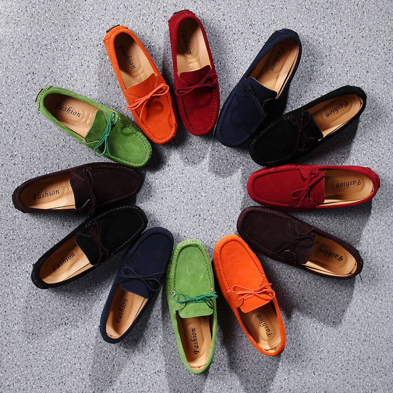 2022 Autumn Couples Leather Doudou Shoes Men's and Women's Scrub Driving Shoes Korean Style Trendy Casual Shoes British Loafers