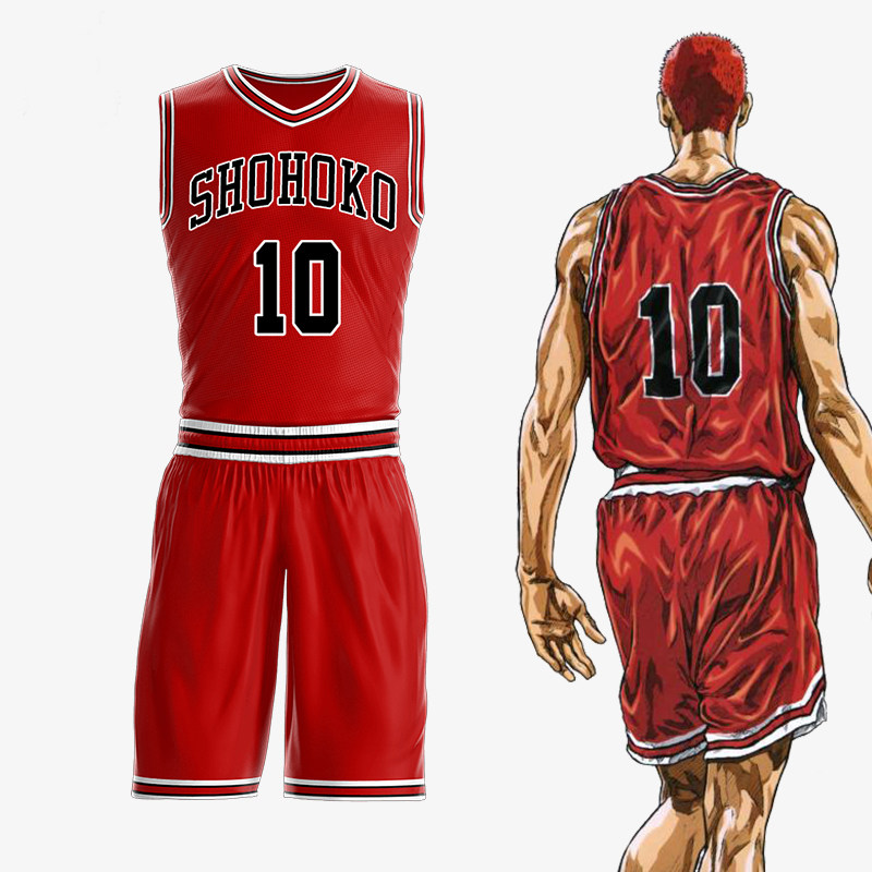Children's free custom slam dunk red, white and red jersey Sakuragi Flower Road Rukawa Maple basketball uniform custom-made large size