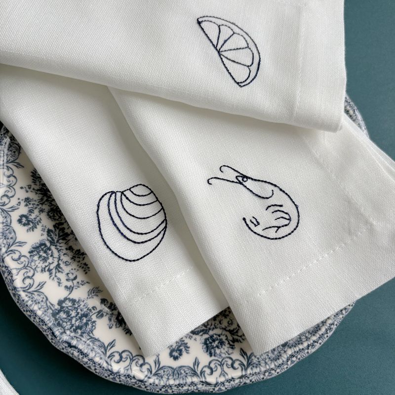 6-Piece Set 【Italy Summer】Italian Beach Vacation Style Embroidered Cloth Napkins 6-Piece Set 【Italy Summer】Italian Beach Vacation Style Embroidered Cloth Napkins