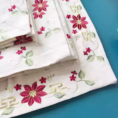 (Four-piece set) cotton and linen material exquisite embroidery table flag cover towel placard tablecloth exported to Europe