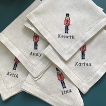 (Nutcracker) Embroidered Customized Napkins Christmas Gifts Home Decoration Christmas Table Arrangement